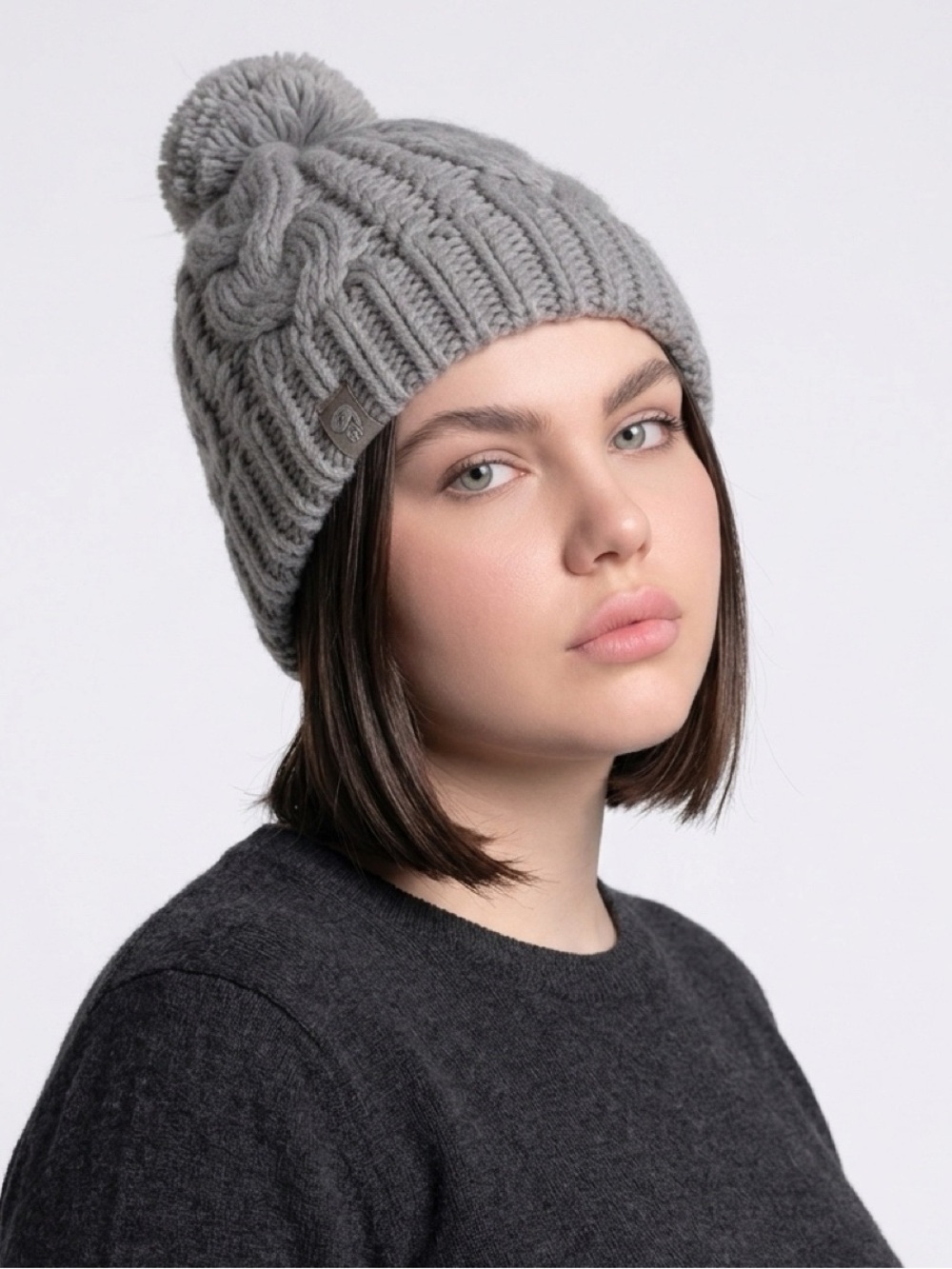 Mountain Hardwear Cozy Cable Knit Pom Beanie - Gray